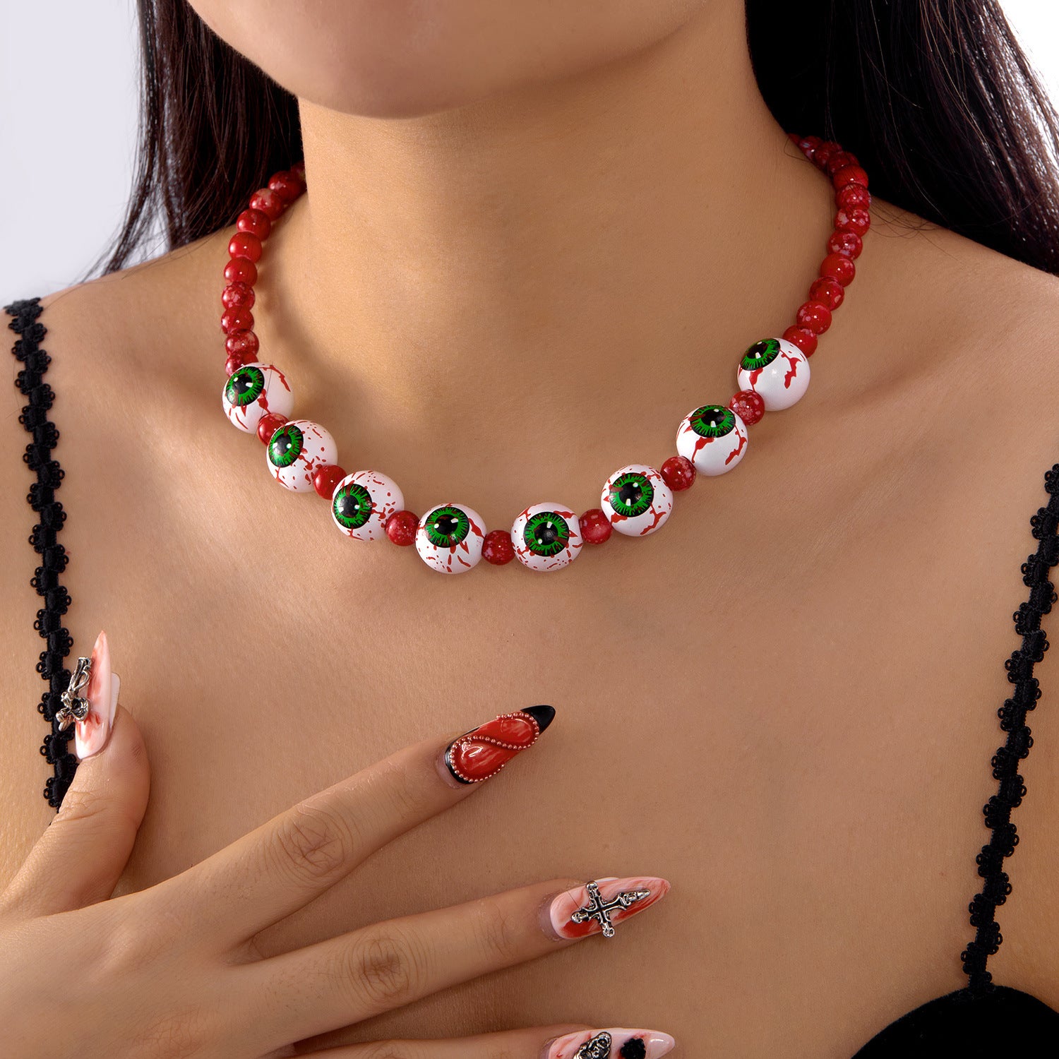Wholesale Halloween Gothic Wooden Bead Necklace Bracelet